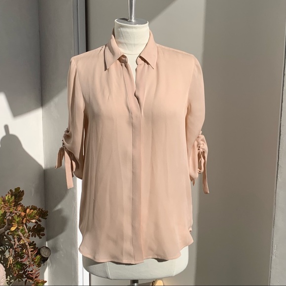 L’AGENCE Silk Button Down Blouse Drawstring Ruching  Size Small - Picture 8 of 9